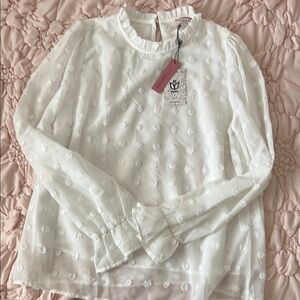 ANDREE BY UNIT White Ruffled Long Sleeve Blouse